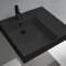 Matte Black Ceramic Wall Mounted or Vessel Sink With Counter Space